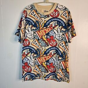Disney All Over Print True Champions Short Sleeve Mickey '28 T-Shirt Size M‎ NEW